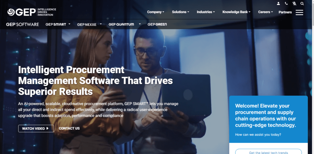 GEP SMART: AI-powered Procurement screenshot of website