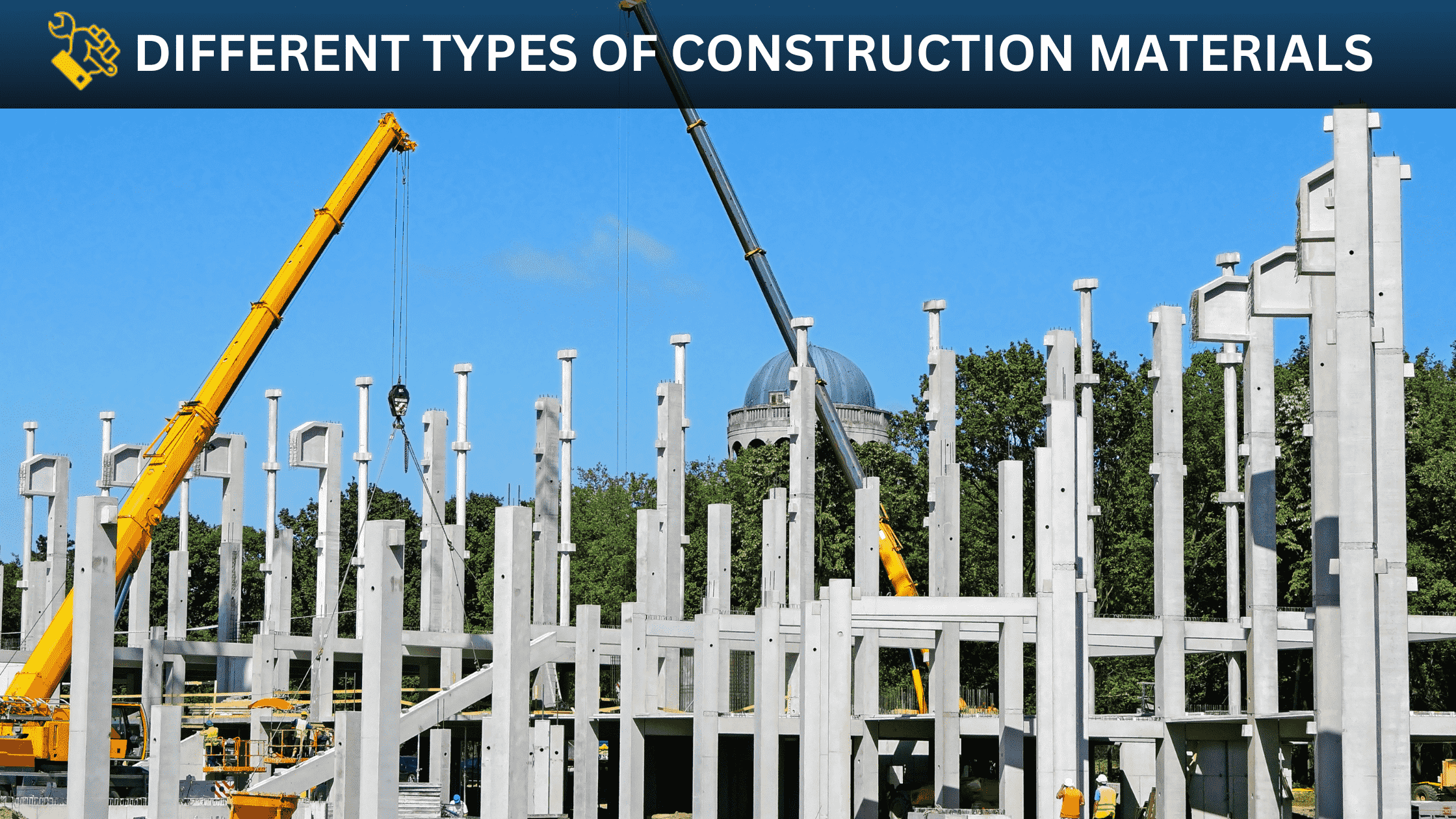 different TYPES OF CONSTRUCTION MATERIAL FEATURE IMAGE